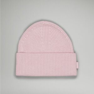 Lululemon Ribbed Merino Wool Blend knit Beanie size L/XL in heathered pink peony